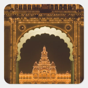 INDIA, Karnataka, Mysore : paleis van de Majaraja  Vierkante Sticker