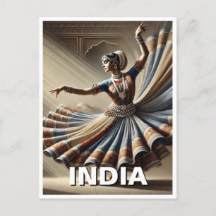 India Kathak Dancer Travel Briefkaart