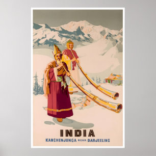 India Kunst Darjeeling Reisposter Kanchenjunga Poster