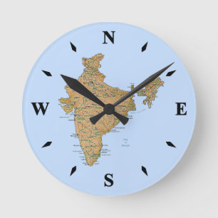 India Map Clock Ronde Klok