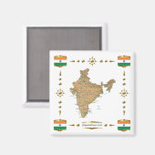 India Map + Flagers Magnet Magneet (Voorkant / Achterkant)