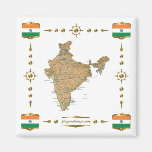 India Map + Flagers Magnet Magneet