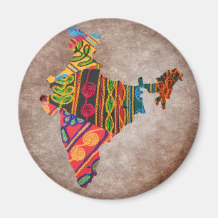 India Map Indian Embroidery Magneet