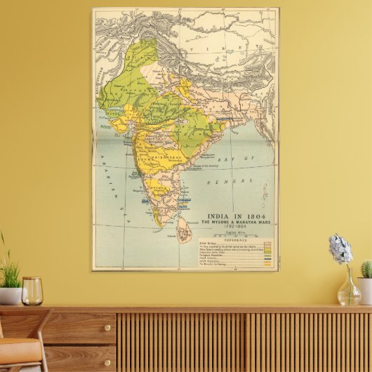India Maratha en Mysore War Map (1804) Canvas Afdruk (Insitu (Woonkamer))