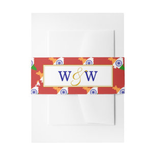 INDIA Monogram Wedding Celebration RED Uitnodigingen Wikkel