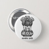 India National Emblem Ronde Button 5,7 Cm (Voorkant /achterkant)