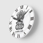 India National Emblem Ronde Klok (Hoek)