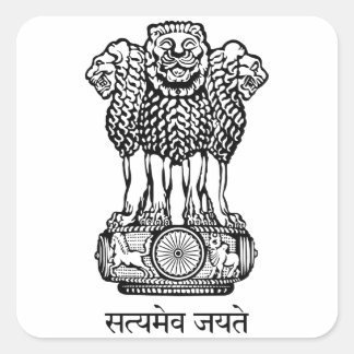 India National Emblem Vierkante Sticker