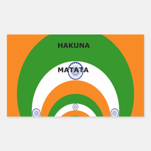 India Nationale Vlag Kleuren Design met "Hakuna Ma Rechthoekige Sticker (Voorkant)