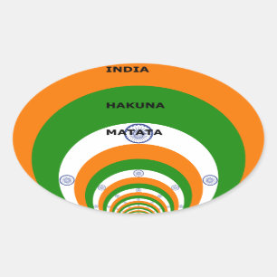 India Nationale vlag kleuren ontwerp. Hakuna Matat Ovale Sticker