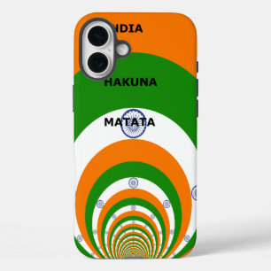 India Nationale Vlag Kleuren Ontwerp met "Hakuna M iPhone 16 Plus Hoesje
