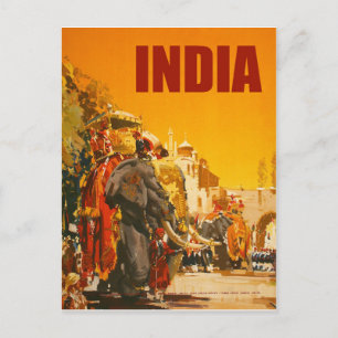 India, olifanten stadsparade briefkaart