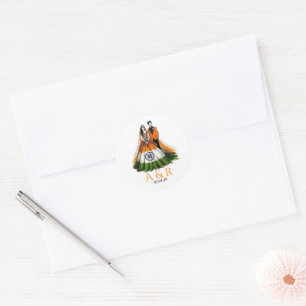 India paar bruiloft ronde sticker