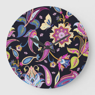 India Paisley Naadloos Bloemen Ornament Grote Klok
