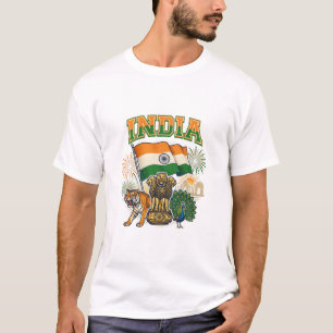 India Patriottische Vlag en Nationale Symbolen Vie T-shirt