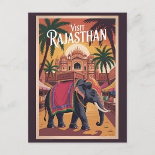 India Rajasthan Illustratie Reis Kunst Vintage Briefkaart