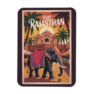 India Rajasthan Illustratie Reis Kunst Vintage Magneet
