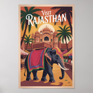 India Rajasthan Illustratie Reis Kunst Vintage Poster