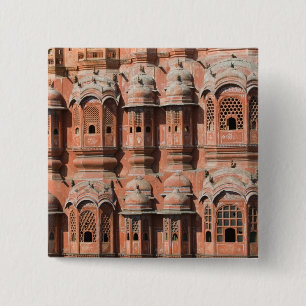 INDIA, Rajasthan, Jaipur: Hawa Mahal (Paleis van Vierkante Button 5,1 Cm