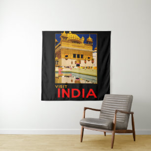 India reisposter indiase kunst wandkleed