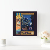 India Reizen Poster Collage wandklok Vierkante Klok (Huis)