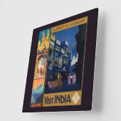 India Reizen Poster Collage wandklok Vierkante Klok (Hoek)