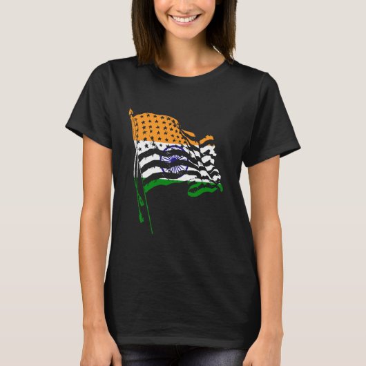 India Roots USA Vlag T-shirt (Voorkant)