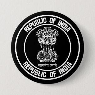 India Round Embleem Ronde Button 7,6 Cm