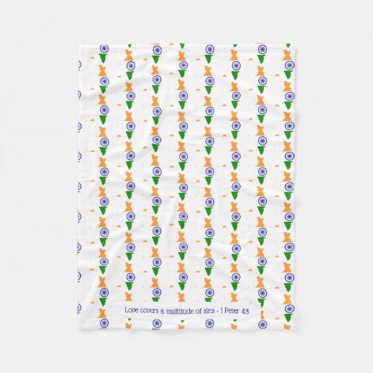 INDIA Scripts Christelijk LOVE HOESJES White Fleece Deken (Voorkant)