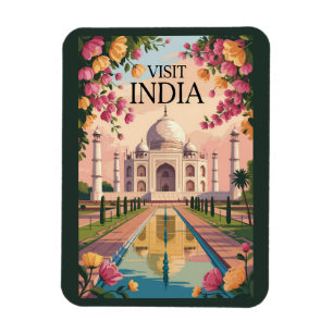 India Taj Mahal Illustratie Reis Kunst Vintage Magneet