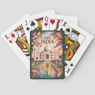 India Taj Mahal Illustratie Reis Kunst Vintage Pokerkaarten