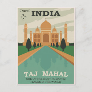 India Taj Mahal Vintage Travel Briefkaart