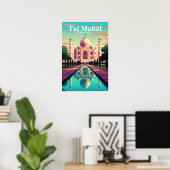 India Taj Mahal vintage travel poster (Bureau à domicile)