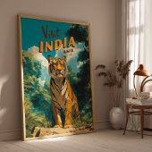 India Tiger Vintage Travel Poster