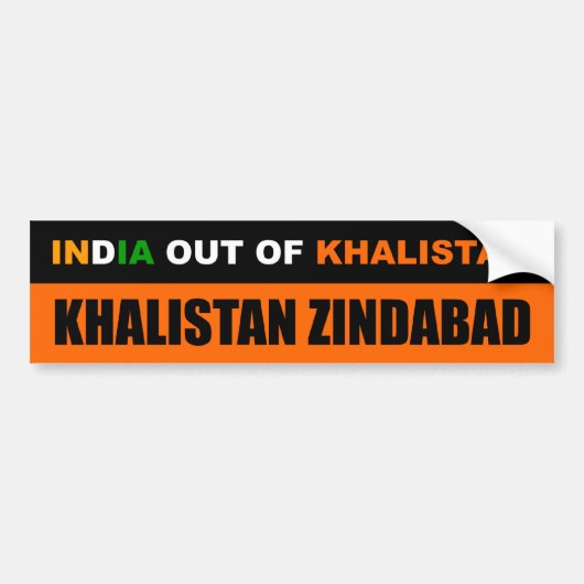 India uit Khalistan Bumpersticker (Voorkant)