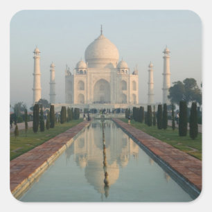 INDIA, Uttar Pradesh, Agra: Taj Mahal, ochtend Vierkante Sticker