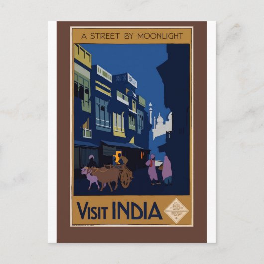 India Vintage Travel Briefkaart (Voorkant)