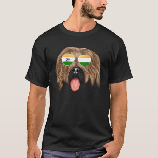 India vlag briard hond India zak T-shirt (Voorkant)