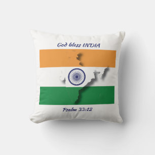 INDIA VLAG KAART Patriottische Schrift Custom WHIT Kussen