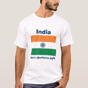 India vlag + map + tekst T-shirt