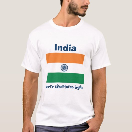 India vlag + map + tekst T-shirt (Voorkant)