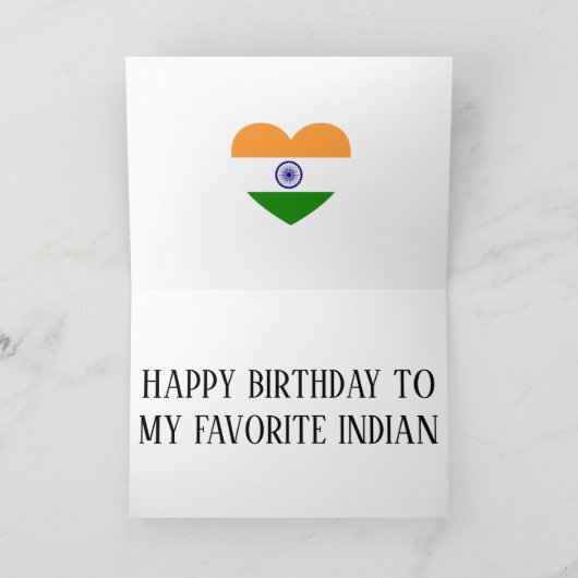 India Vlag Patriottische Verjaardag Kaart (Binnen)