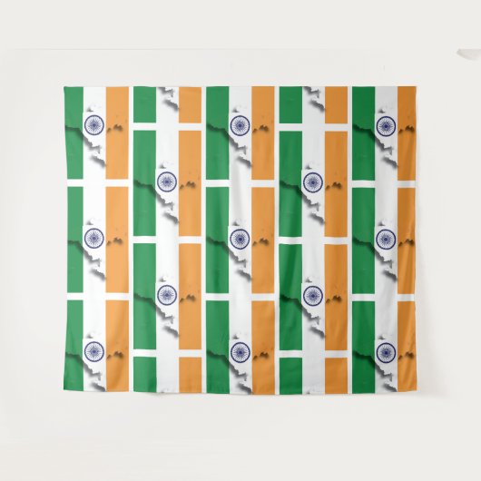 INDIA VLAG WANDKLEED (Voorkant (horizontaal))