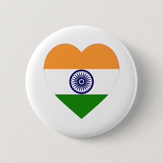 India - Vlaggenhart Ronde Button 5,7 Cm (Voorkant)