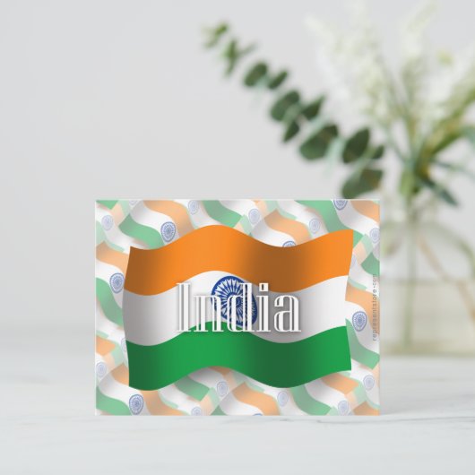 India Waving Flag Briefkaart (Staand voorkant)