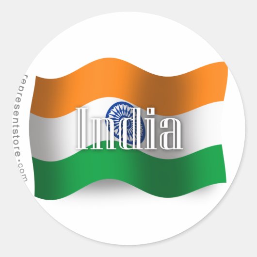 India Waving Flag Ronde Sticker (Voorkant)
