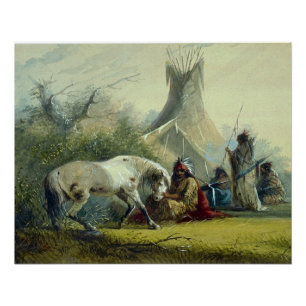 Indiaan en zijn Paard 1858 Perfect Poster