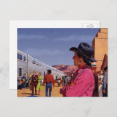  Indiaan op een treinstation Briefkaart (Voorkant / Achterkant)