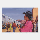  Indiaan op een treinstation Inpakpapier Vel (Voorkant 3)