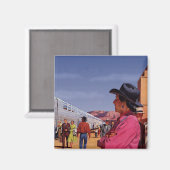  Indiaan op een treinstation Magneet (Voorkant / Achterkant)